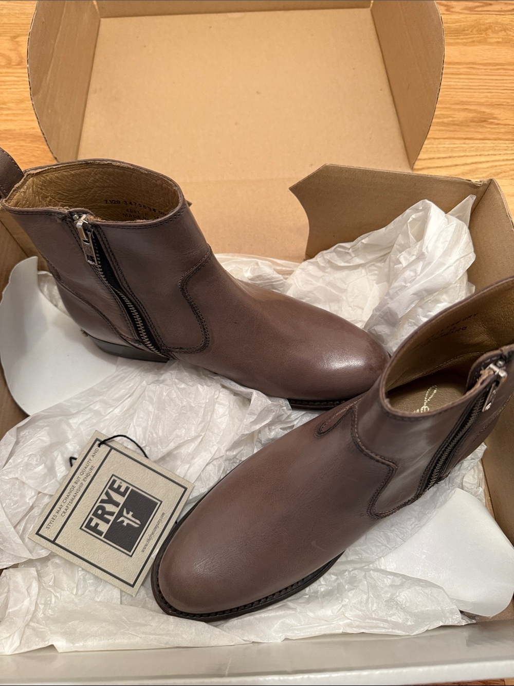 Frye  women’s size 7.5 Danielle short grey boot.  LeatherZip Boots